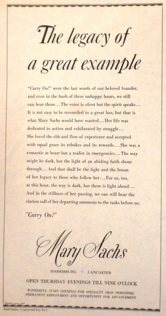 Mary Sachs Dies